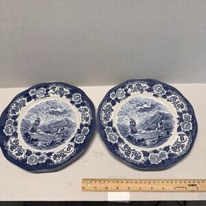VTG Royal Warwick LOCHS of SCOTLAND‎  Dinner Plate Blue & White England 10" {2}